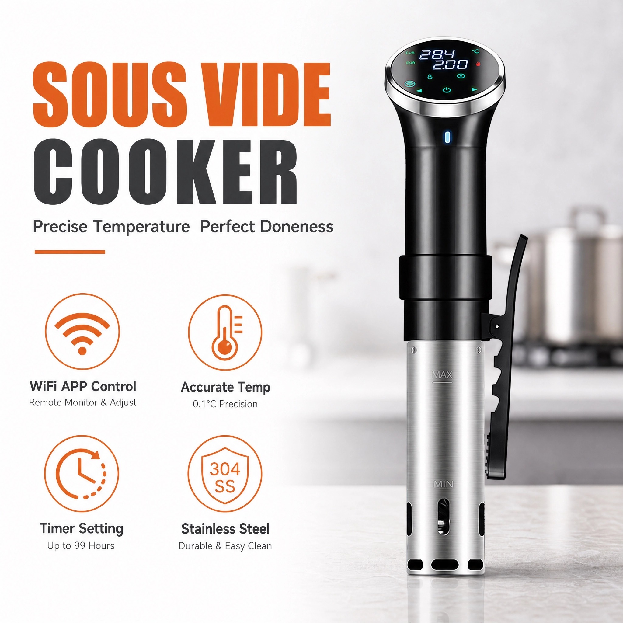 Digital Sous Vide Precision Cooker - 수비드 쿠커 WiFi 디지털 정밀 조리기,