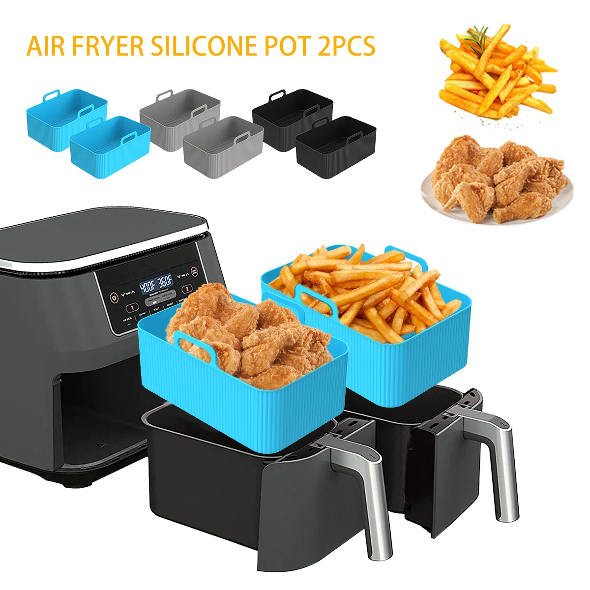 닌자 듀얼 에어 프라이어 액세서리에 대 한 2Pcs 에 - Air Fryer Silicone Pot Liner 리뷰 및 가격