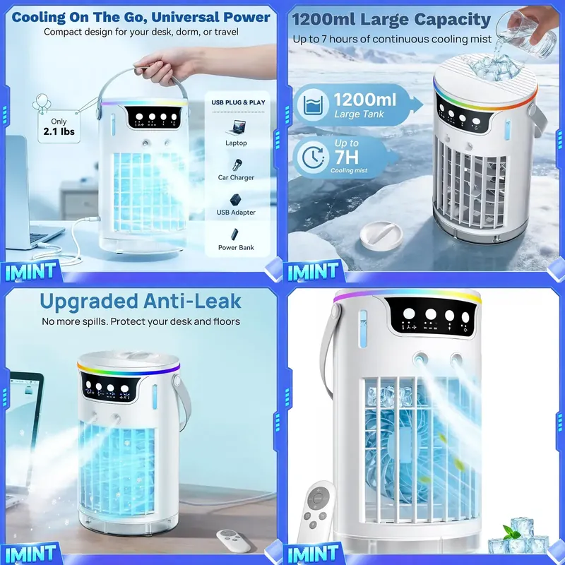 휴대용 에어컨 팬, 1200ML 물탱크가 있는 개인용  - Air Conditioners 리뷰 및 가격